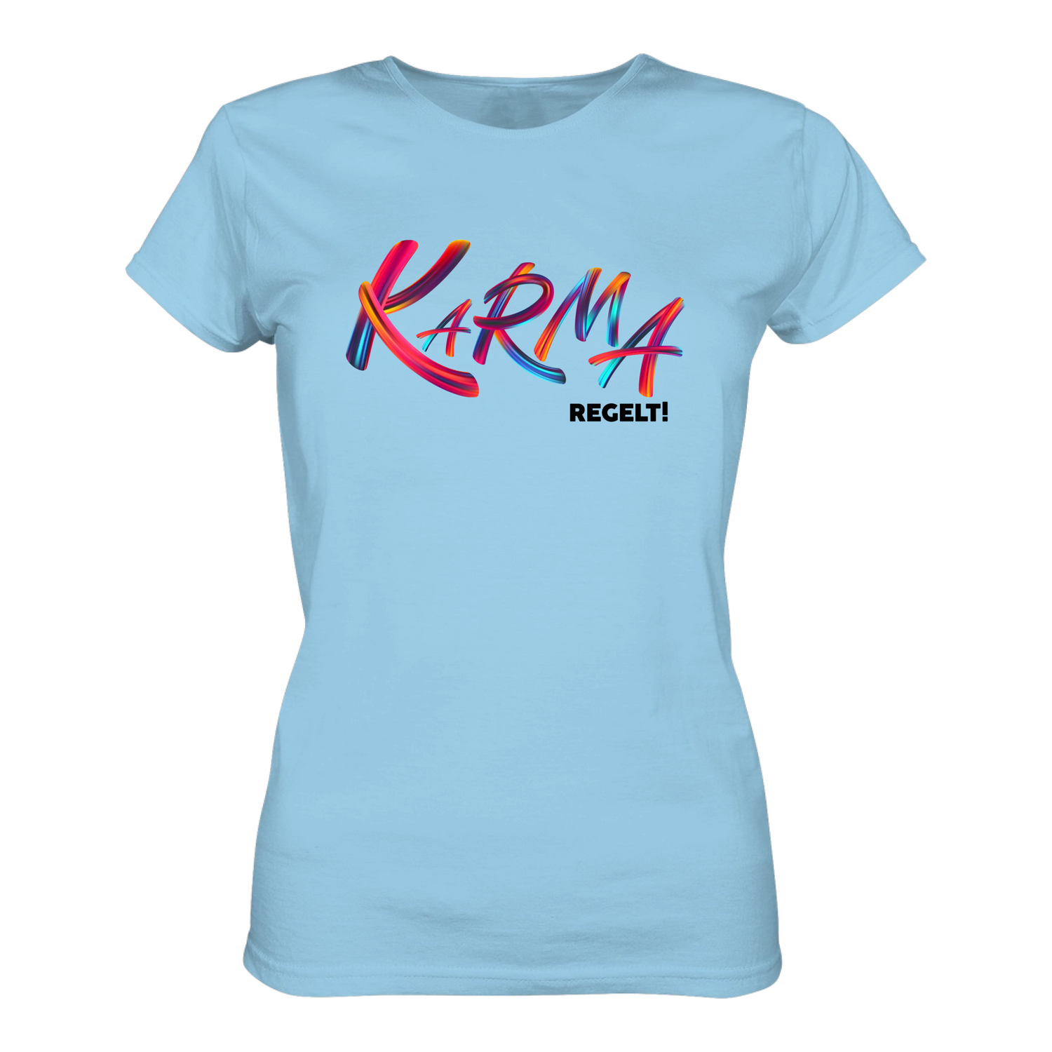 Karma regelt T-Shirt tailliert - Grafikmagie S / Sky Blue