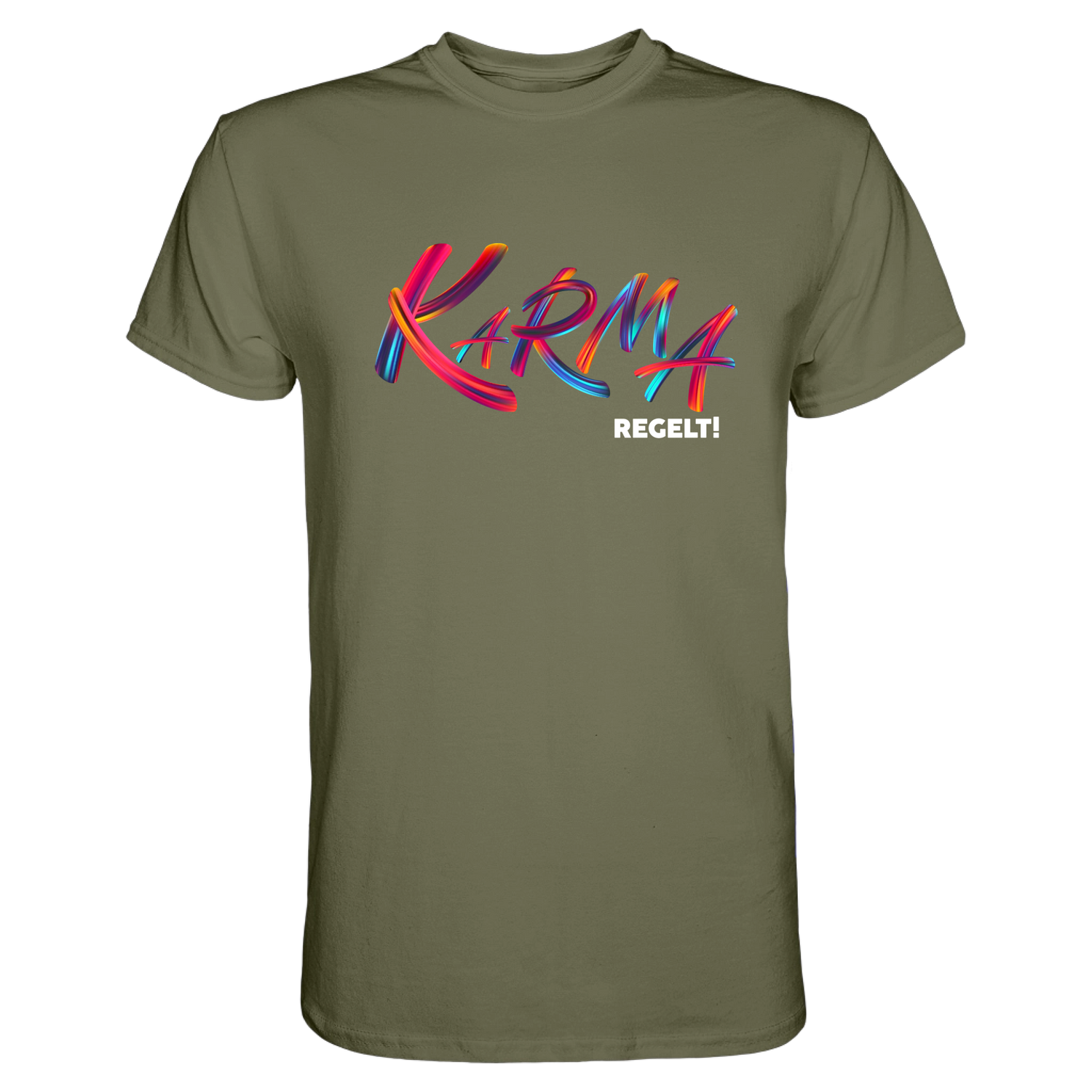 Karma regelt T-Shirt - Grafikmagie S / Olive