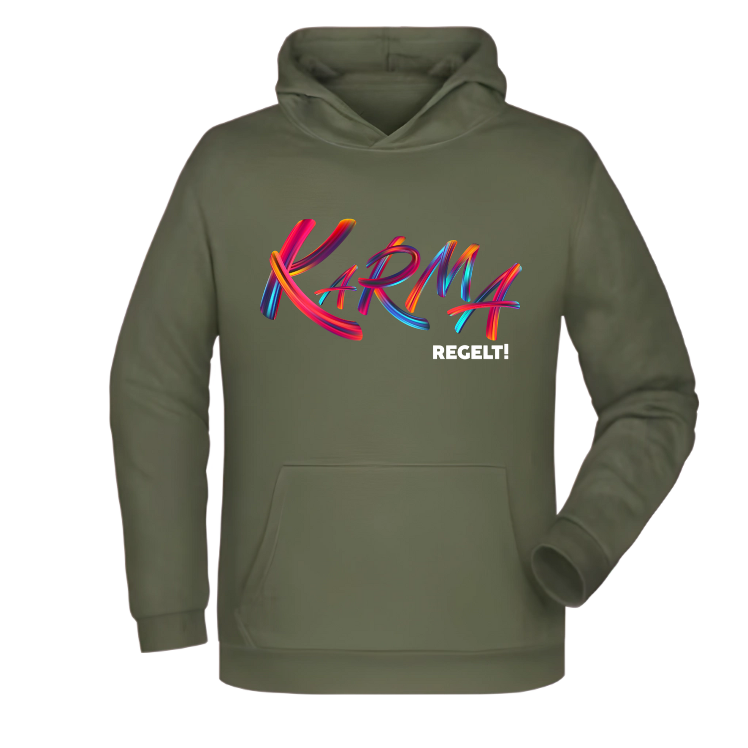 Karma regelt Herren Hoodie - Grafikmagie XS / Olive