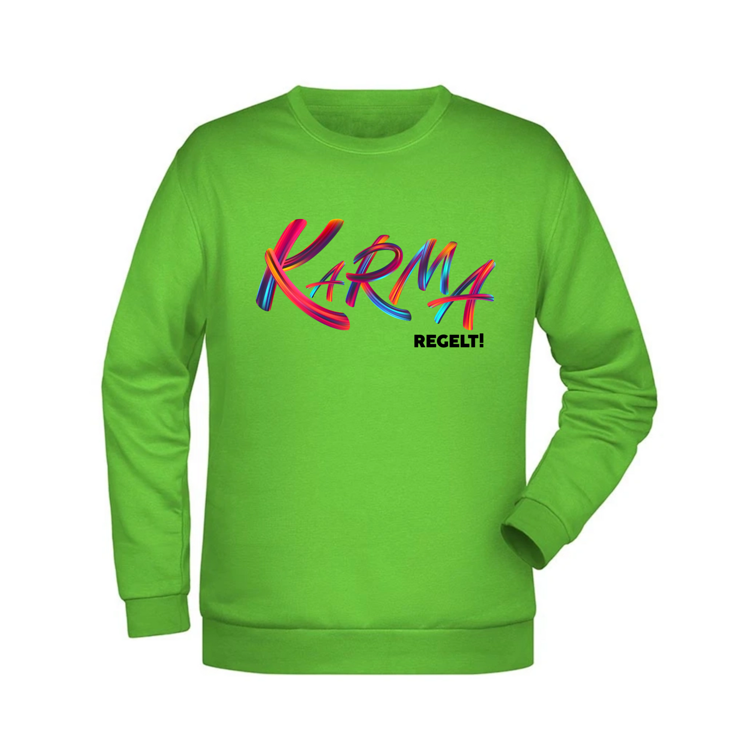 Karma regelt Herren Sweatshirt - Grafikmagie XS / Lime Green