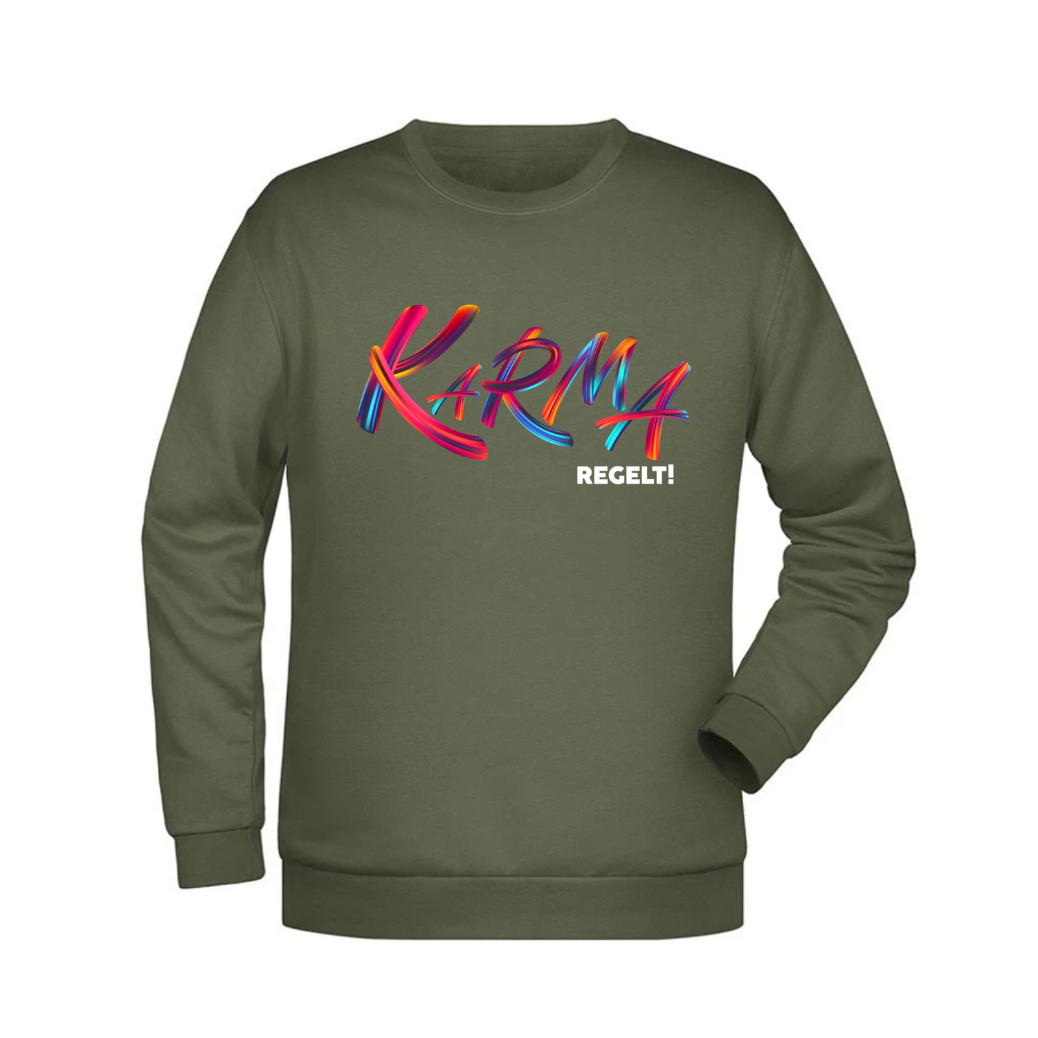 Karma regelt Herren Sweatshirt - Grafikmagie XS / Olive
