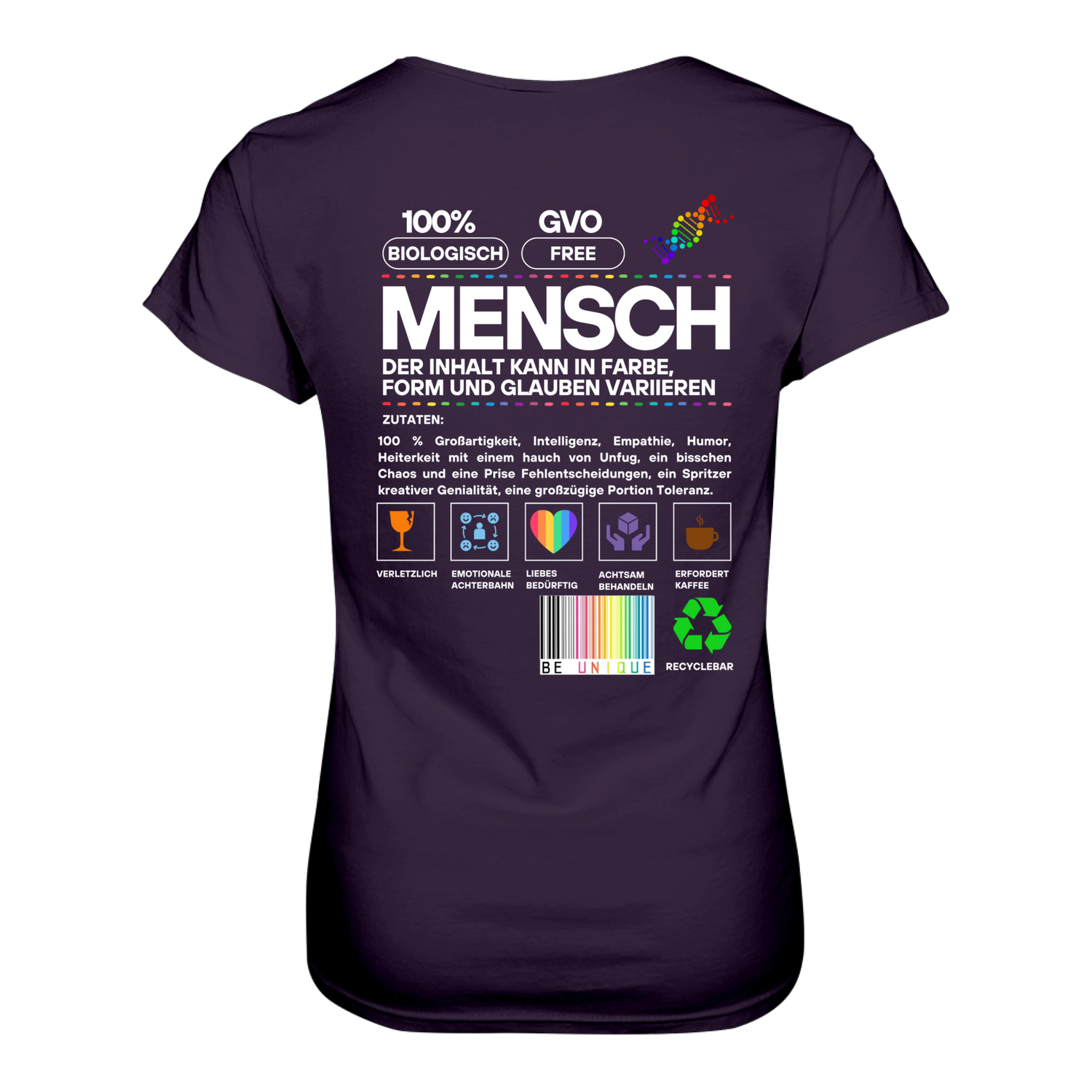 Mensch anleitung T-Shirt tailliert - Grafikmagie S / Aubergine