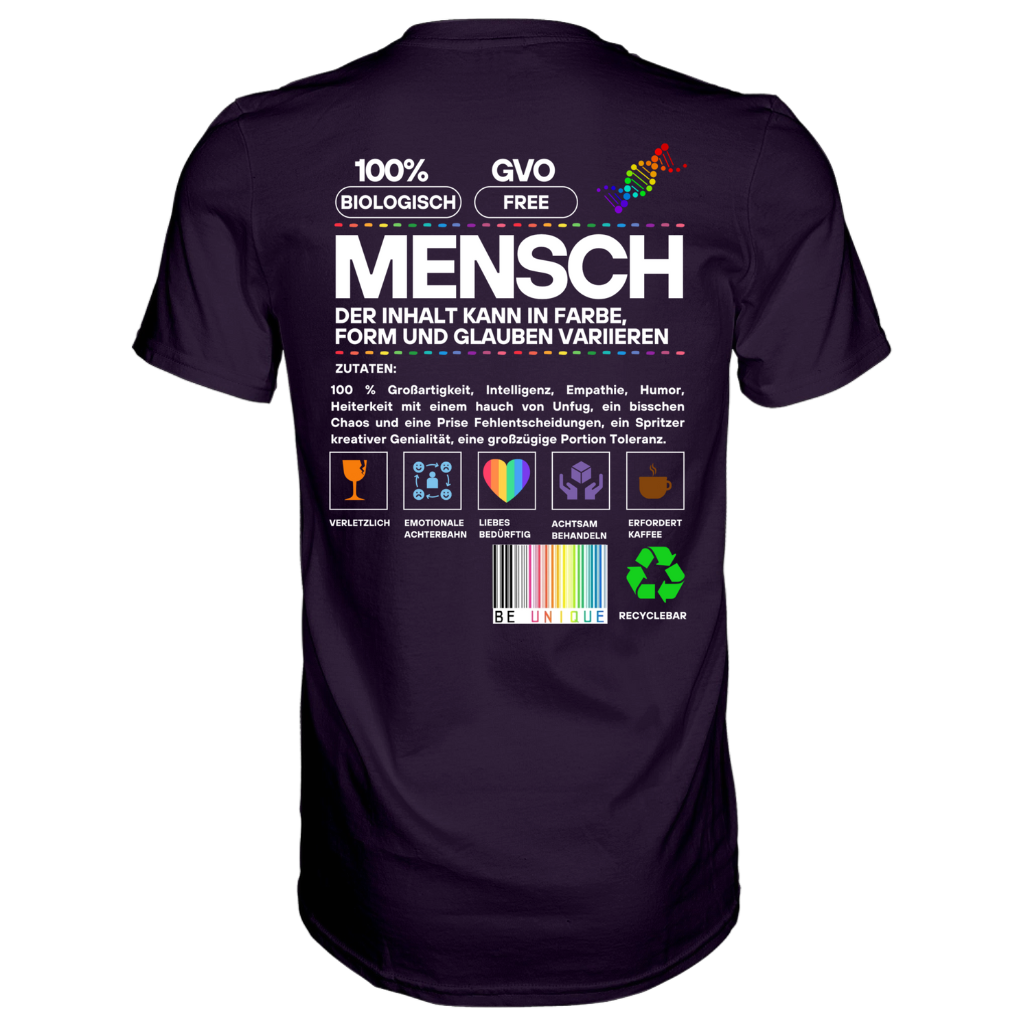 Mensch anleitung T-Shirt - Grafikmagie S / Aubergine