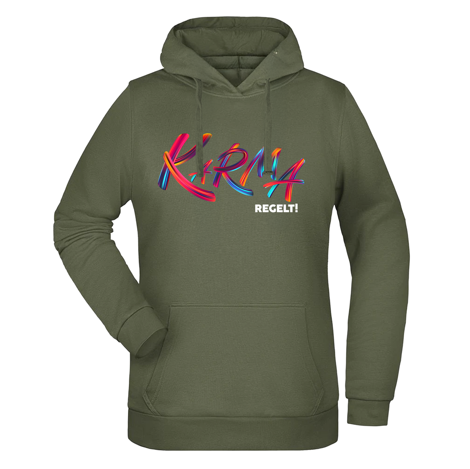 Karma regelt Damen Hoodie - Grafikmagie XS / Olive