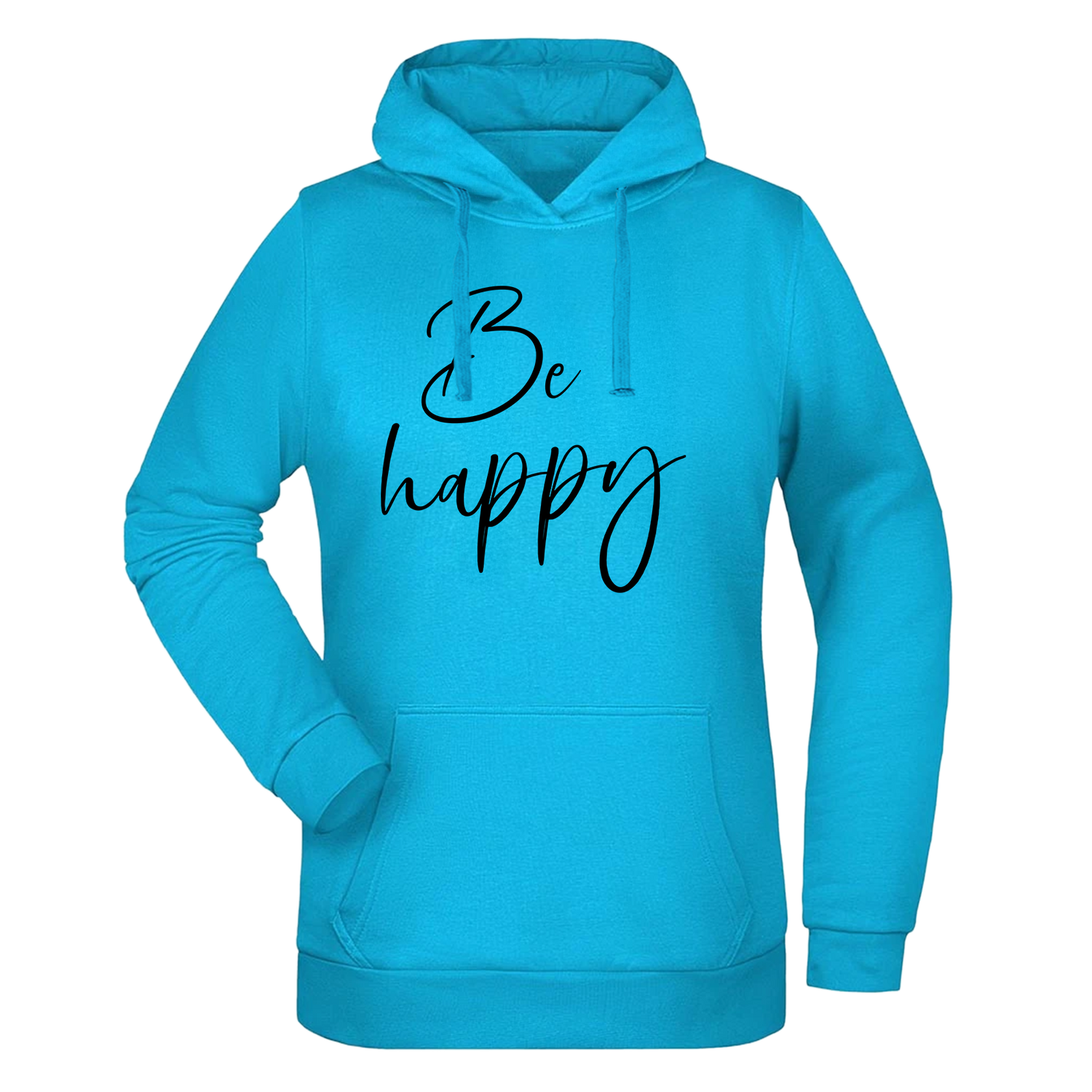 Be Happy Damen Hoodie - Grafikmagie XS / Turquoise