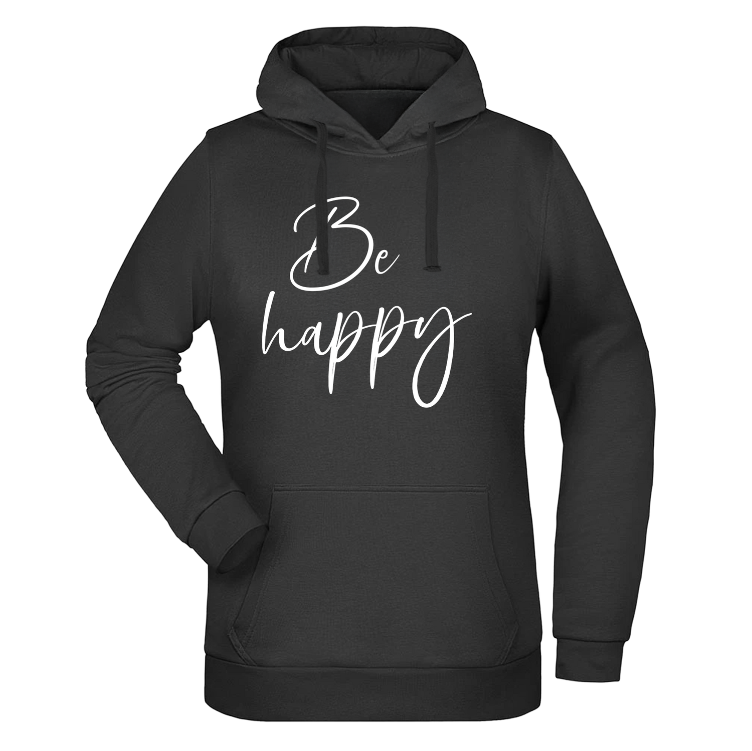 Be Happy Damen Hoodie - Grafikmagie XS / Black