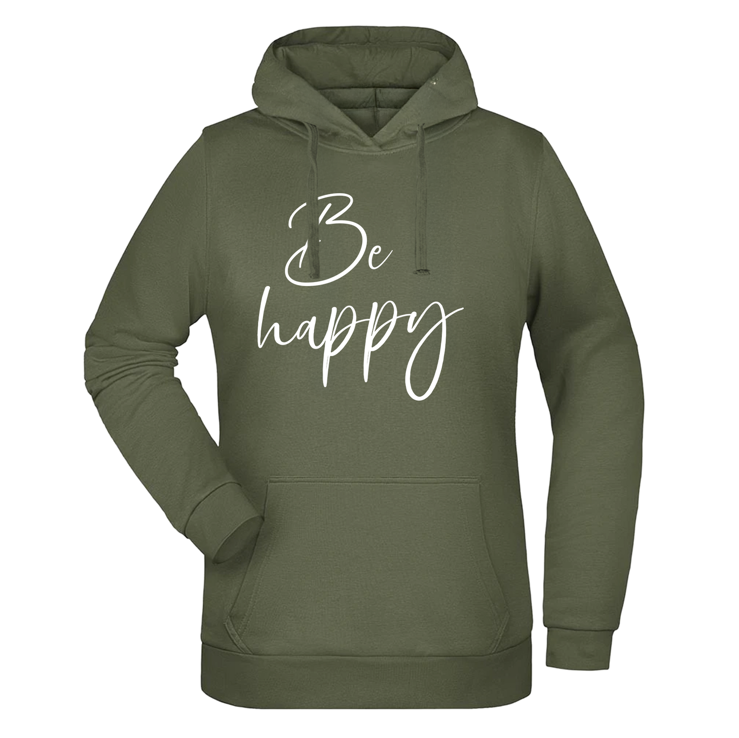 Be Happy Damen Hoodie - Grafikmagie XS / Olive