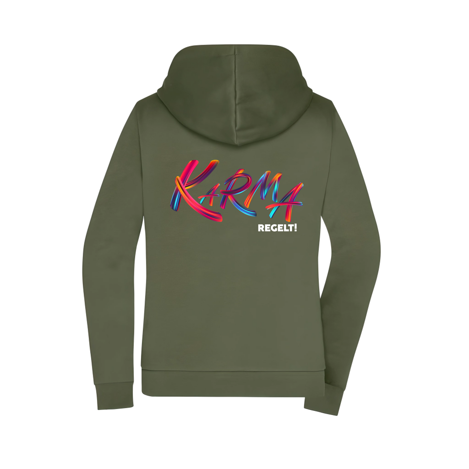 Karma regelt Damen Zipper - Grafikmagie XS / Olive