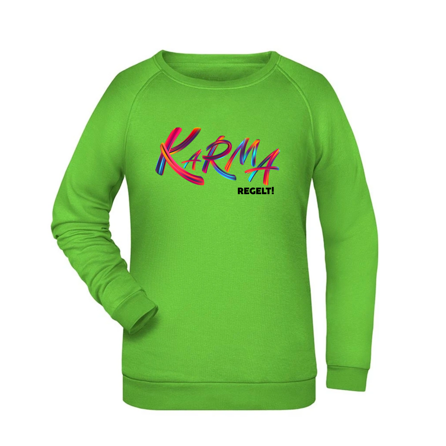Karma regelt Damen Sweatshirt - Grafikmagie XS / Lime Green