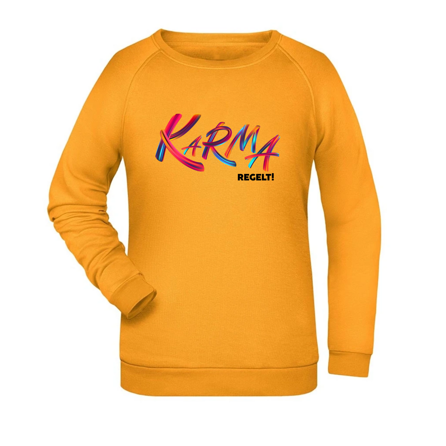 Karma regelt Damen Sweatshirt - Grafikmagie XS / Gold