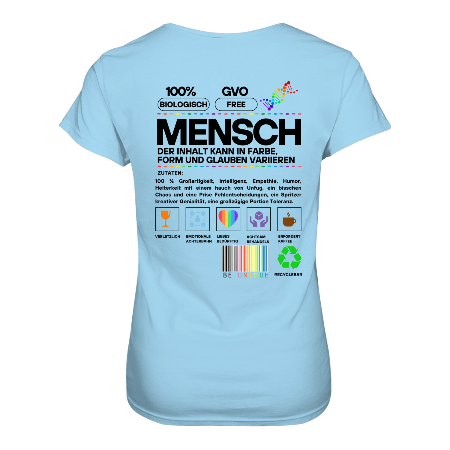 Mensch anleitung T-Shirt tailliert - Grafikmagie S / Sky Blue