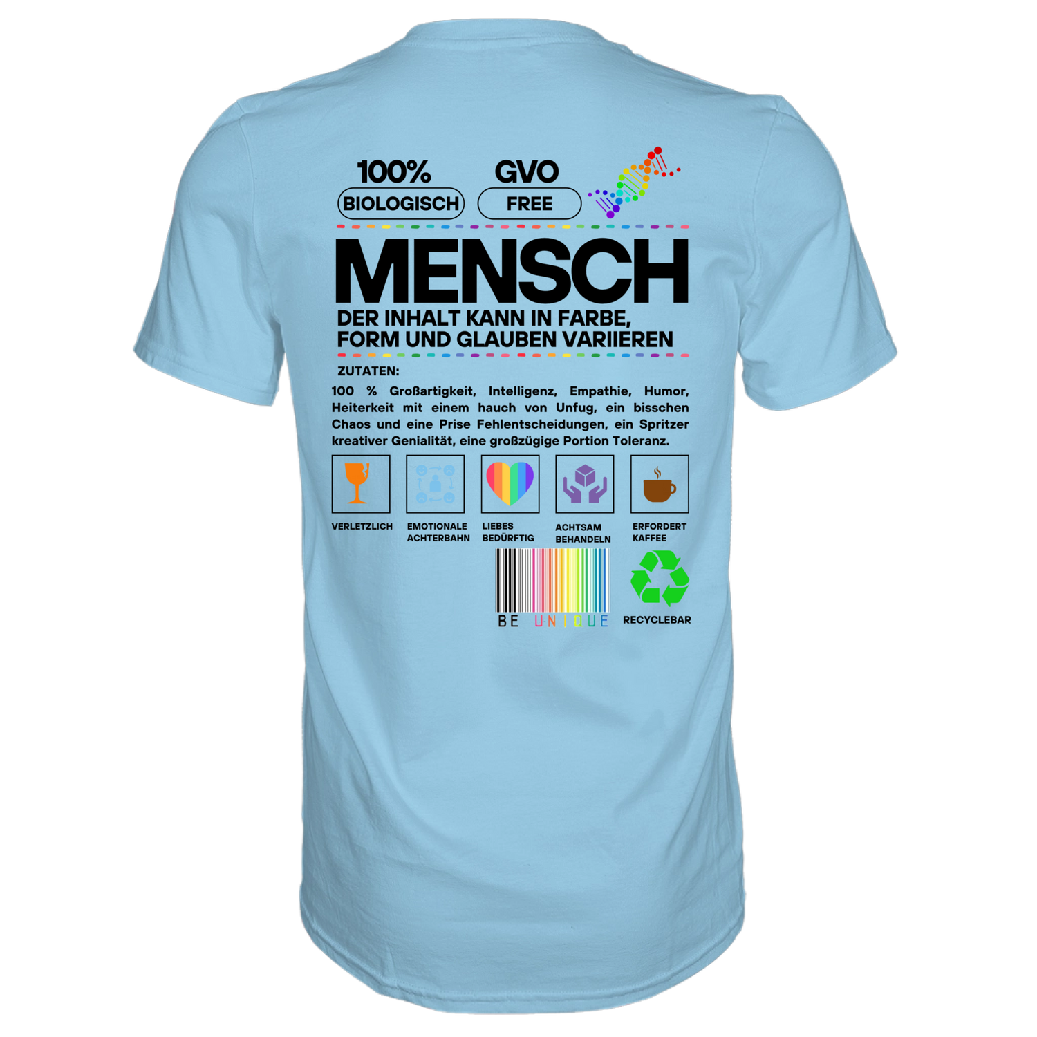 Mensch anleitung T-Shirt - Grafikmagie S / Sky Blue