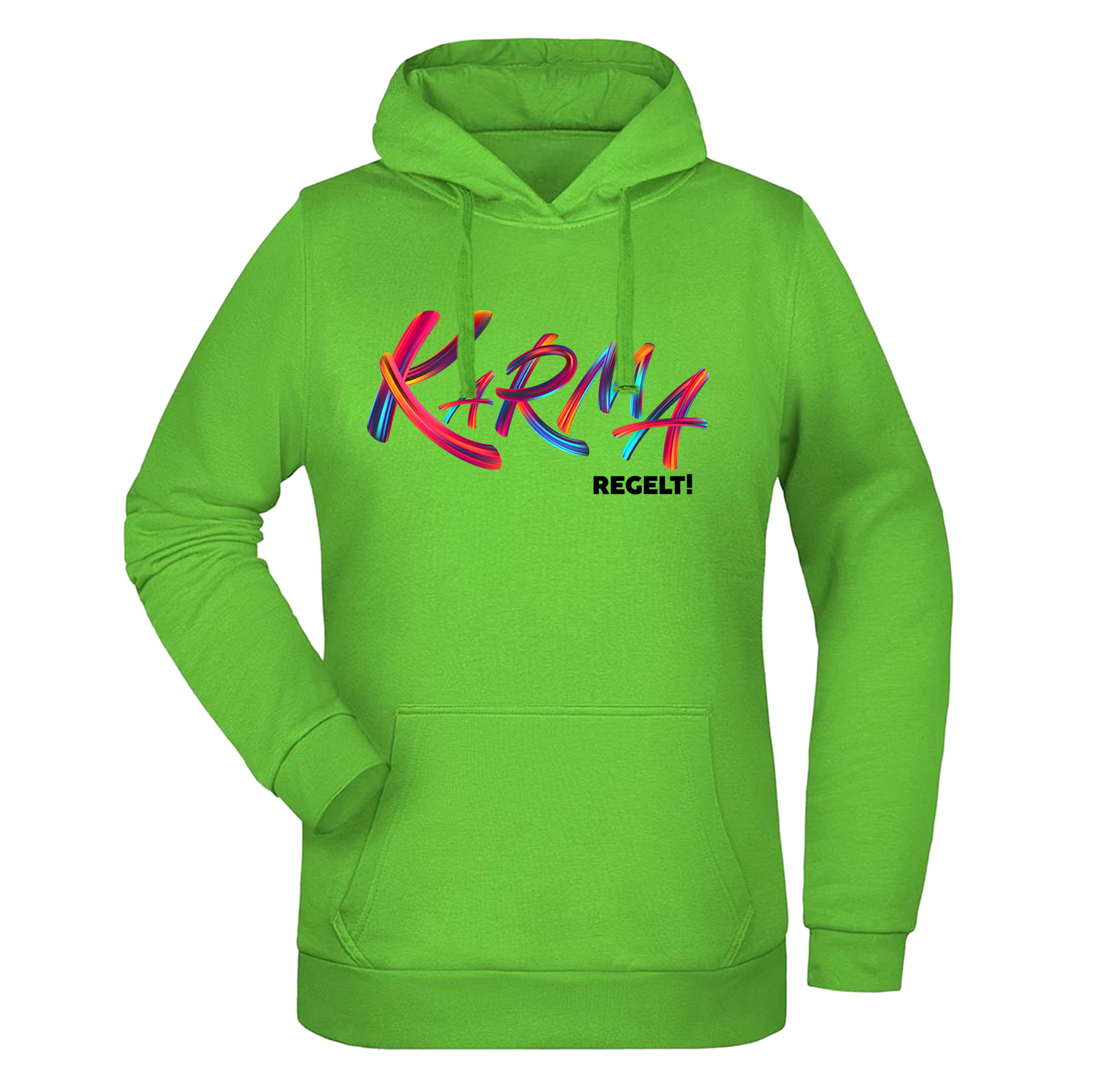 Karma regelt Damen Hoodie - Grafikmagie XS / Lime Green