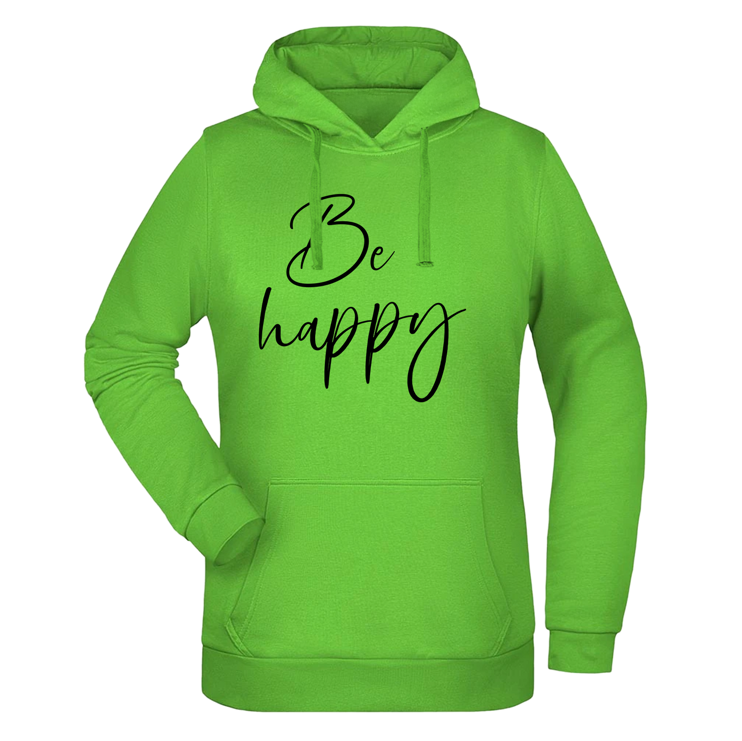 Be Happy Damen Hoodie - Grafikmagie XS / Lime Green
