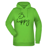 Be Happy Damen Hoodie - Grafikmagie XS / Lime Green