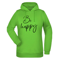 Be Happy Damen Hoodie - Grafikmagie XS / Lime Green