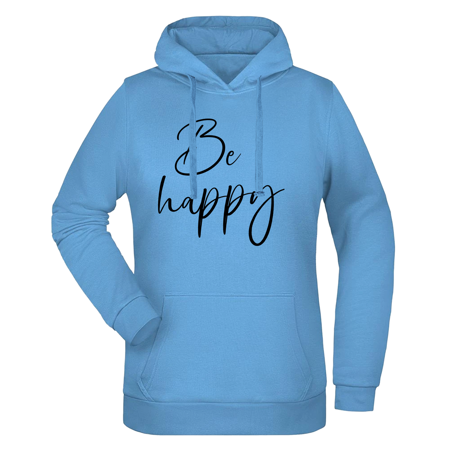 Be Happy Damen Hoodie - Grafikmagie XS / Sky Blue