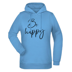 Be Happy Damen Hoodie - Grafikmagie XS / Sky Blue
