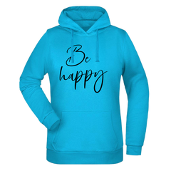 Be Happy Damen Hoodie - Grafikmagie XS / Turquoise