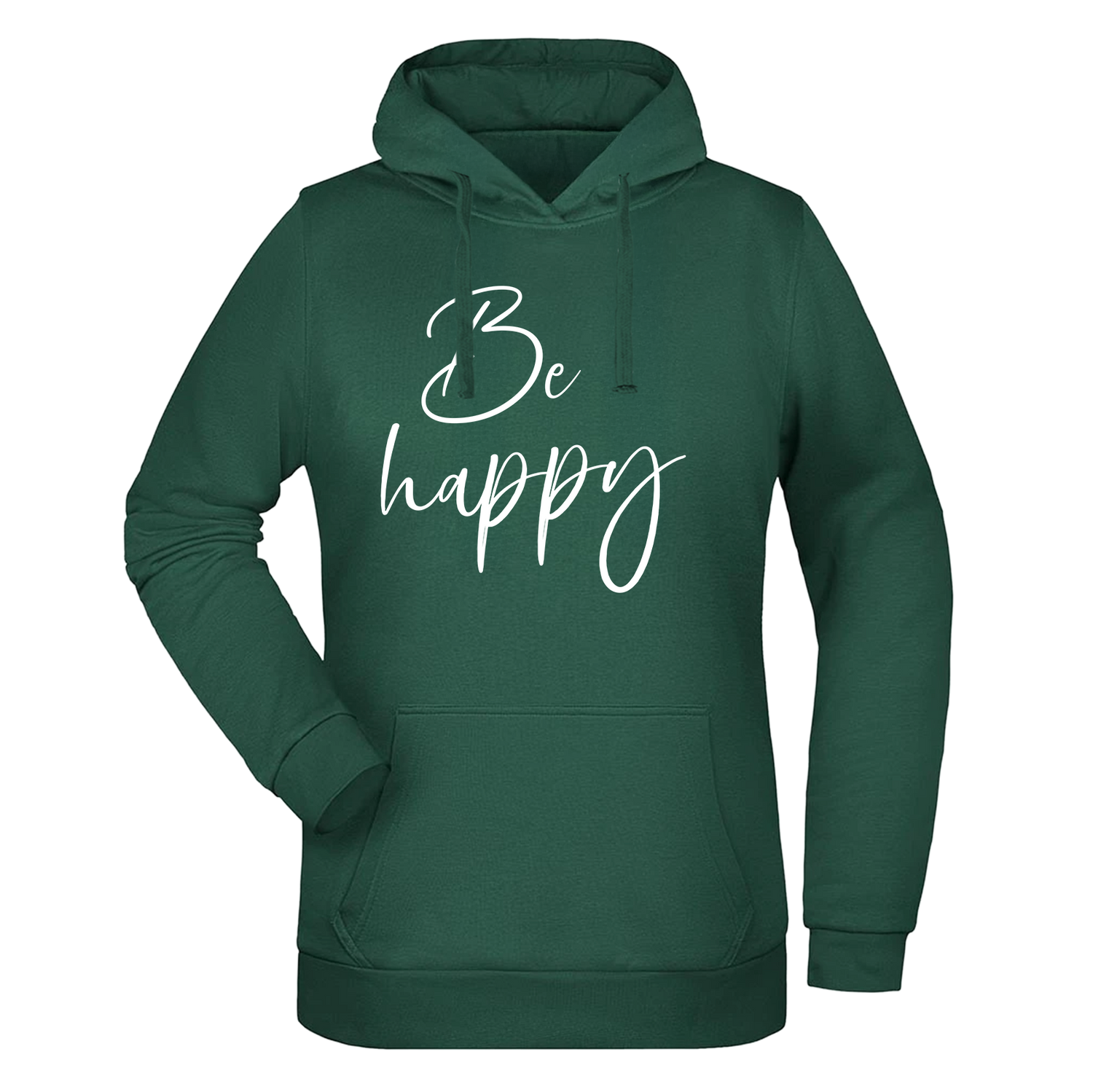 Be Happy Damen Hoodie - Grafikmagie XS / Dark Green