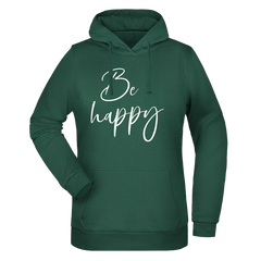 Be Happy Damen Hoodie - Grafikmagie XS / Dark Green