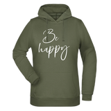 Be Happy Damen Hoodie - Grafikmagie XS / Olive