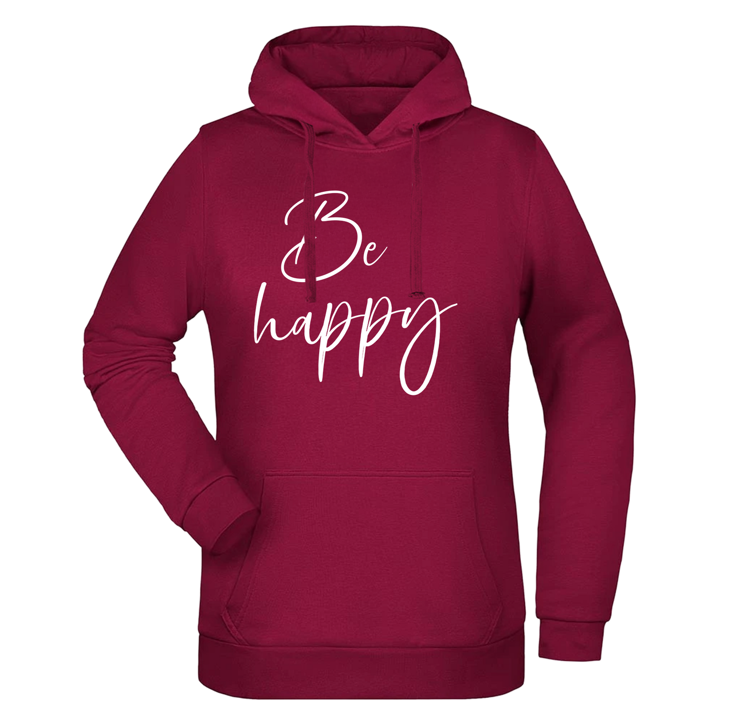Be Happy Damen Hoodie - Grafikmagie XS / Wine