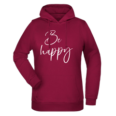 Be Happy Damen Hoodie - Grafikmagie XS / Wine