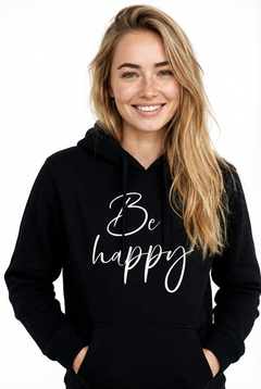 Be Happy Damen Hoodie - Grafikmagie XS / Black